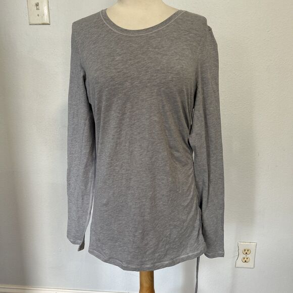 CRZ YOGA Top Women 12 Workout Drawstring Side Ruched Athletic Gray‎ Blouse - Picture 1 of 11